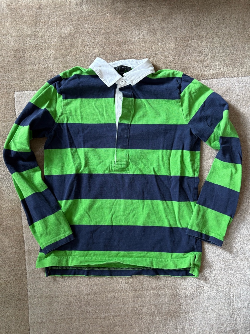 Striped Rugby Shirt in Green & Navy